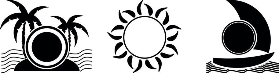 Black silhouette icons of tropical and nautical themes © Shafiqul Art