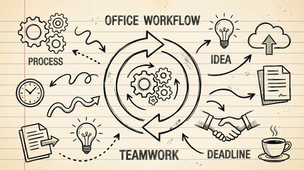 Office workflow process with teamwork and deadline management