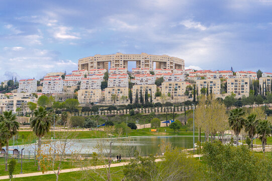 Huge and central Anava Park in Modiin and surrounding residential neighborhoods.Israel.