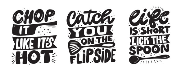 Fototapeta premium Funny hand drawn doodle lettering quote about cooking and kitchen. Lettering for t-shirt design, mug print, bag print, clothes fashion. 100% hand drawn vector image. 