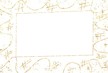 Hand Drawn Gold Glitter Line fram Decorative Element PNG