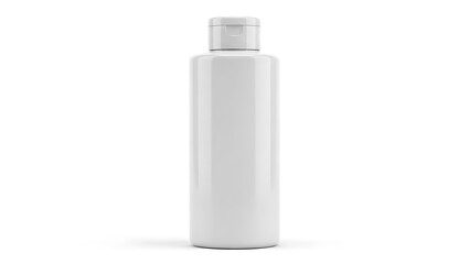 White cosmetic bottle with cap, isolated on white background