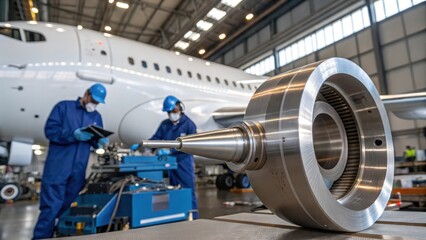 Manufacturing of Turbine Component with Workers in Aerospace