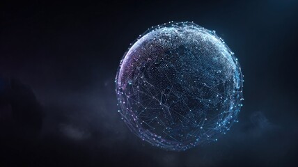 Abstract Digital Globe with Connected Dots and Lines Representing Global Network and Technology
