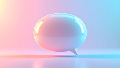 A clean, shiny 3D object in the shape of a speech bubble.