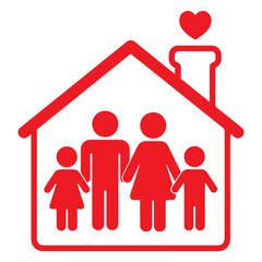 production of house, home, father , mother and children stand in home sweet home