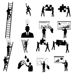 DATA ANALYSIS , BUSINESS MAN SOLVE PROBLEMS SILHOUETTE PACK