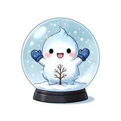 Adorable snow globe character with cheerful expression