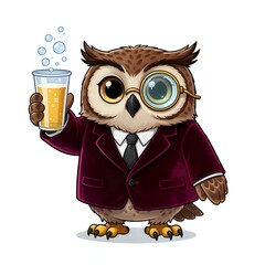 Sophisticated owl enjoying a refreshment