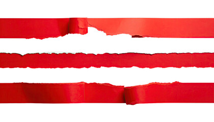 Close-up of ripped red strips against black background, abstract design