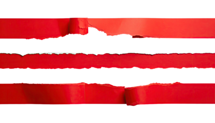 Close-up of ripped red strips against black background, abstract design
