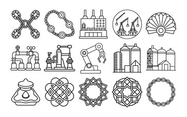 Obraz premium Weather and environment icons collection in simple line art style for educational coloring sheets, black and white vector design for kids