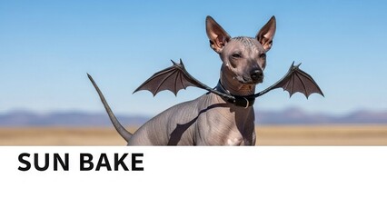 Xoloitzcuintli Dog With Bat Wings
