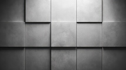 Minimalist cool gray grid wall in a modern interior