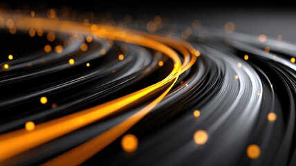 Dynamic Abstract Background with Flowing Lines and Bokeh Lights for Technology and Innovation Concepts