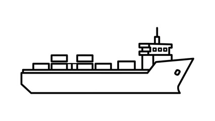 Obraz premium Cargo ship container vessel line art icon.
