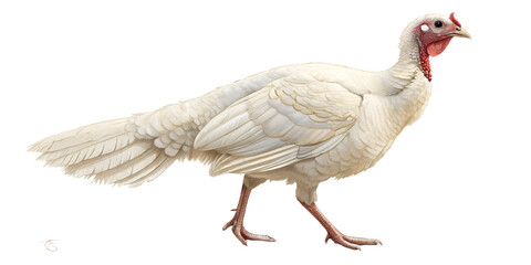 Fototapeta premium Realistic farm turkey, full body, standing pose, neutral natural position, realistic proportions, clean detailed feathers, soft studio lighting, eye level view, centered composition, isolated on trans