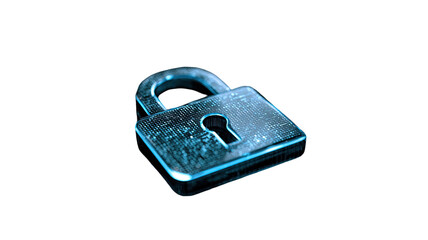 cyber security padlock glowing blue digital data protection technology lock icon isolated on white background