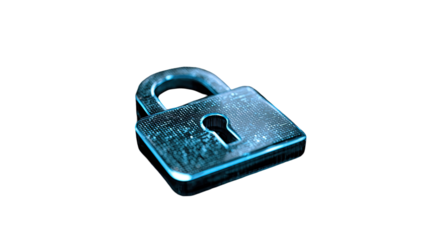 cyber security padlock glowing blue digital data protection technology lock icon isolated on white background