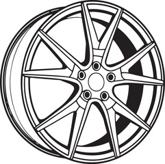 Obraz premium Alloy Car Wheel Rim Illustration – Front View