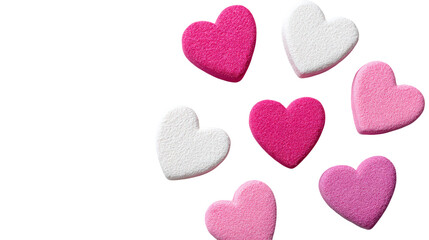 Pink heart candies on transparent background for valentine's day holiday concept design as love romantic sign symbol decoration element