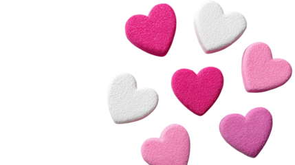 Pink heart candies on transparent background for valentine's day holiday concept design as love romantic sign symbol decoration element