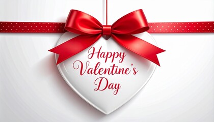 Heart-shaped decoration with 'Happy Valentine's Day' text and red bow