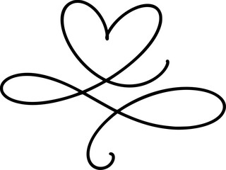 Continuous line vector heart divider drawing illustrating love and connection, minimalist design and romance day valentine