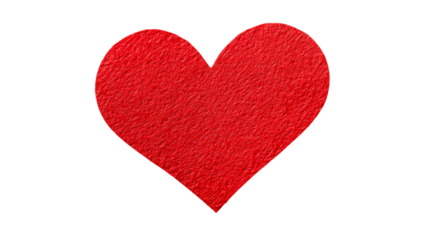 Red heart shape with rough texture isolated on transparent background design element for valentine's day related graphic and creative projects
