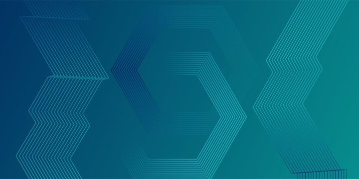 Digital hexagonal green abstract background. Digital futuristic technology concept with hexagons. Geometric stripe line art design for poster, brochure, cover, banner, website, header