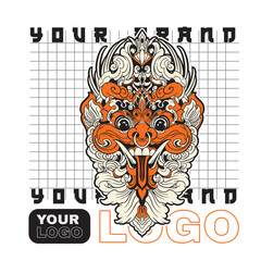 Illustration vector graphic of balinese barong,can be used as t-shirt