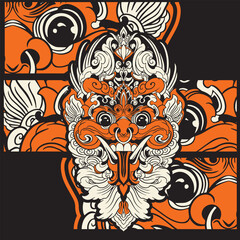 Illustration vector graphic of balinese barong,can be used as t-shirt