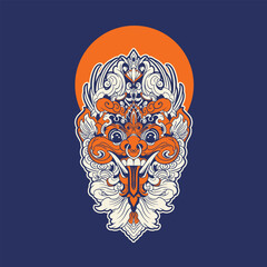 Illustration vector graphic of balinese barong,can be used as t-shirt