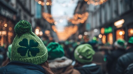 A crowd of people wearing green for st patrick s day celebration