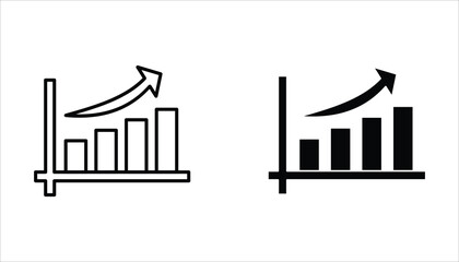 Performance icon set. Growing bar graph icon for web design. Isolated on white background.