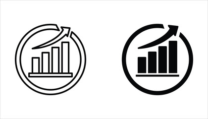 Up graph chart icon set. Performance vector icon for web design. Isolated on white background.