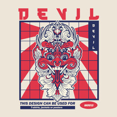 Illustration vector graphic of balinese barong,can be used as t-shirt