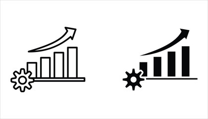 Up graph chart icon set. Performance vector icon for web design. Isolated on white background.