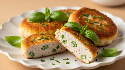 Gourmet fresh healthy meal featuring a variety of bruschetta with tomato and basil, salmon fish, and cheese on toasted bread served as a delicious snack or breakfast plate