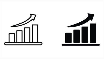 Up graph chart icon set. Performance vector icon for web design. Isolated on white background.
