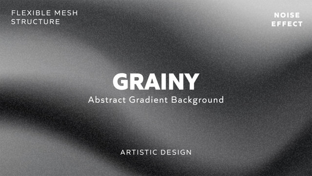 Grainy abstract gradient background in black and grey tones with a noise texture and flexible mesh, excellent for dark-themed websites, luxury product visuals, or cinematic title sequences