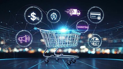 Online shopping cart concept related to e-commerce, sales, and marketing.