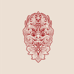 Illustration vector graphic of balinese barong,can be used as t-shirt