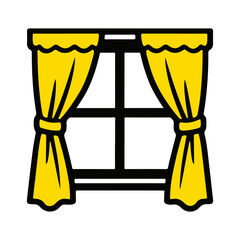 window with curtain sticker vector on a white background
Colored vector sticker on a white background