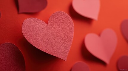 Obraz premium Red paper hearts on transparent background