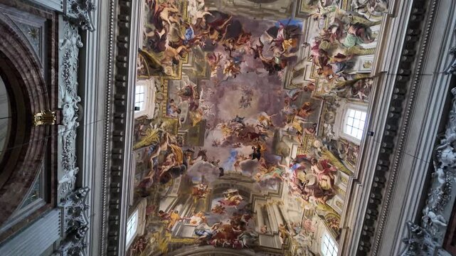 The Nave Ceiling of the Saint Ignatius Church in Rome, Italy