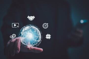 Global Artificial Intelligence Technology Concept showing Digital Network and Business Innovation