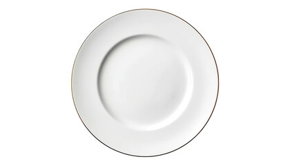 A pristine white plate against a sleek black background, perfect for fine dining or elegant table settings.