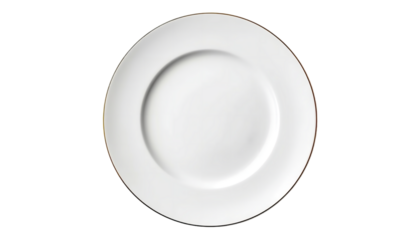 A pristine white plate against a sleek black background, perfect for fine dining or elegant table settings.