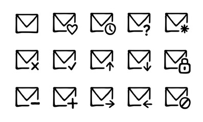 e mail icons variations hand drawn doodle email icon set